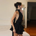 Halter Neck Puffy Mini Dress