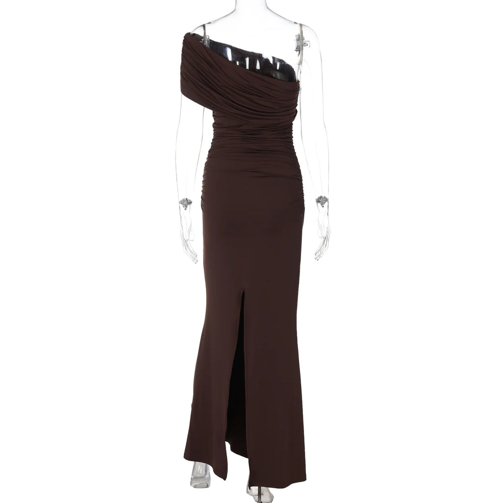 Hayat One-Shoulder Ruched Maxi Dress