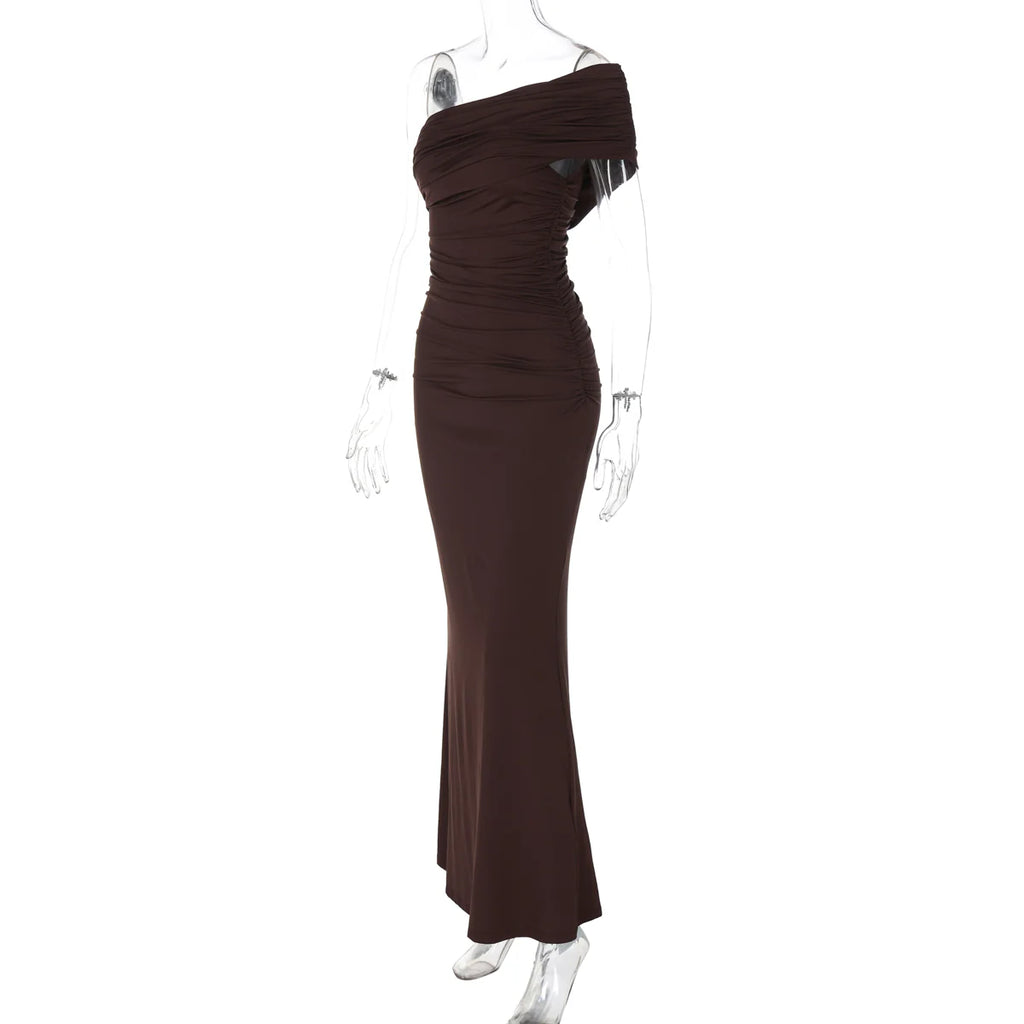 Hayat One-Shoulder Ruched Maxi Dress