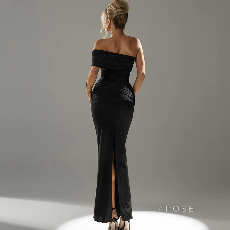 Hayat One-Shoulder Ruched Maxi Dress