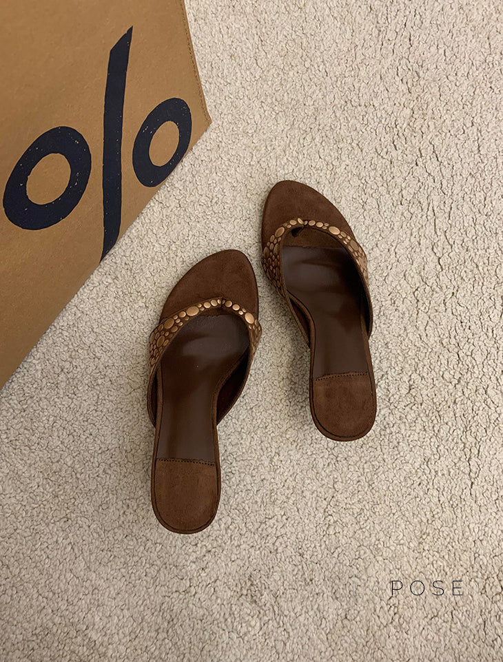 Hayven Retro Rivet Stiletto Sandals