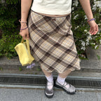 Hayzlee Plaid Bow Midi Skirt