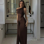 Hazelynn One Shoulder Mesh Maxi Dress