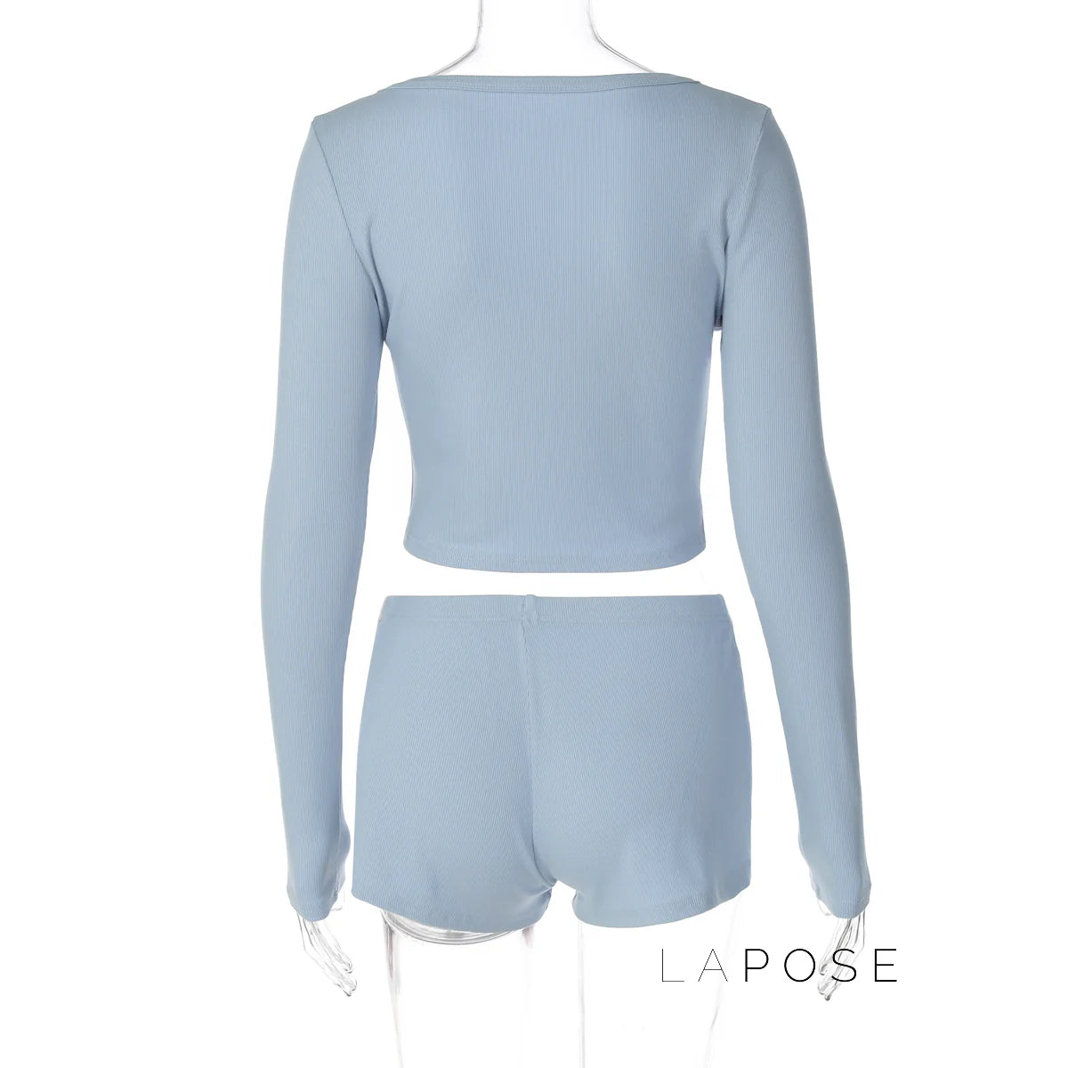 Heather Ribbed V-Neck Lounge Set