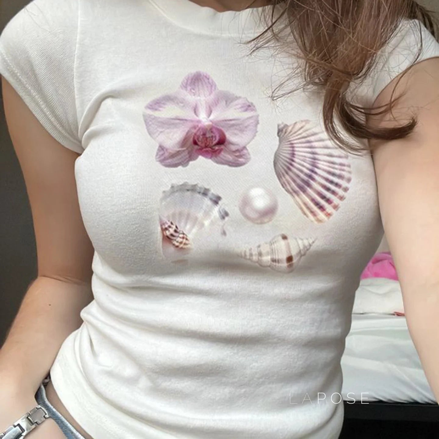Hiba Shell Print Crop Top