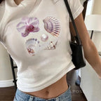 Hiba Shell Print Crop Top