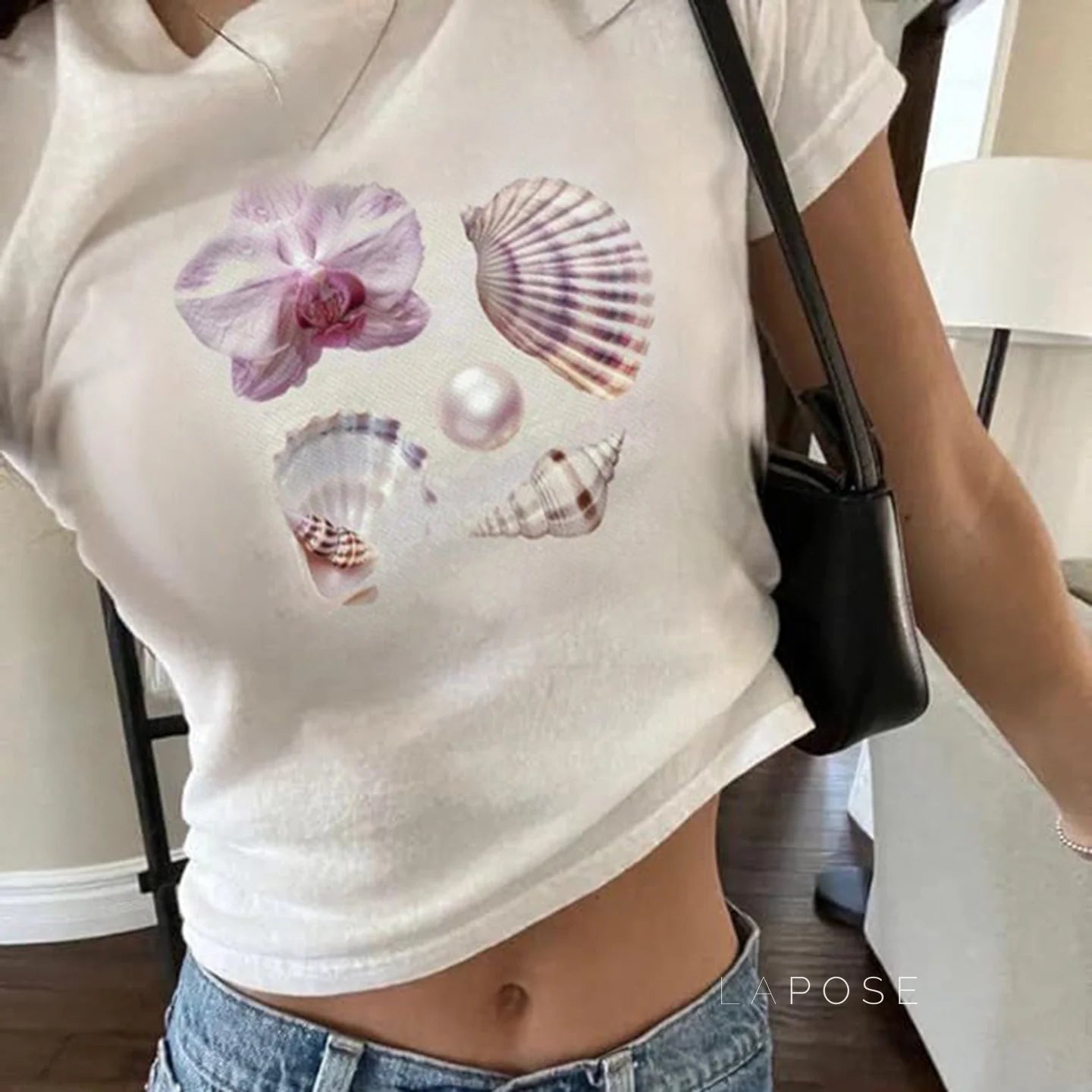 Hiba Shell Print Crop Top