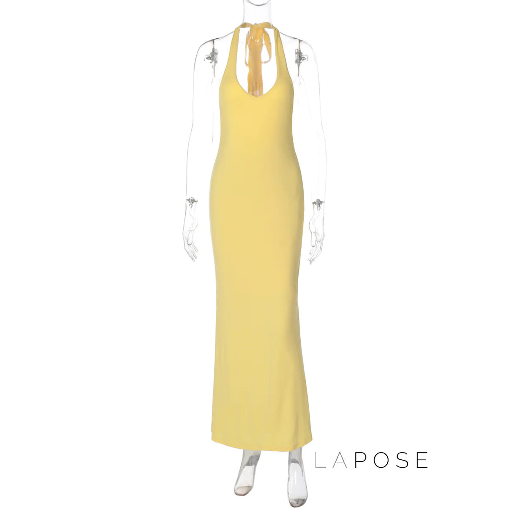 Holley Backless Halter Maxi Dress