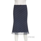 Jaelyn Striped Mesh Midi Skirt