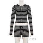 Jamari Striped Cardigan Short Set