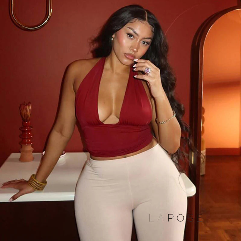 Jayana Deep Neck Halter Top