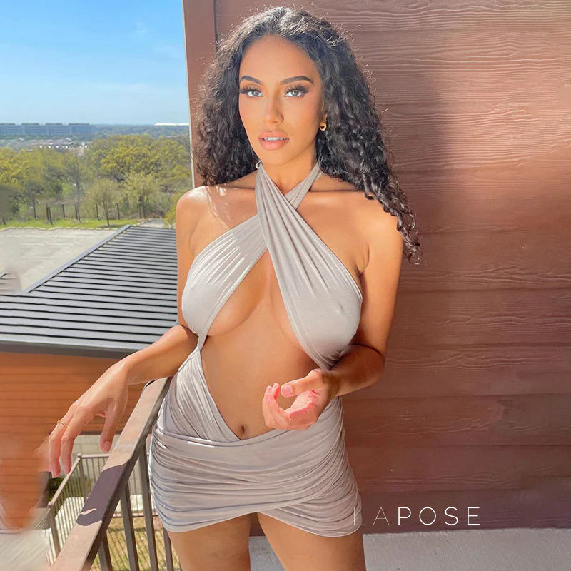 Jayani Halter Cut-Out Mini Dress
