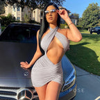 Jayani Halter Cut-Out Mini Dress