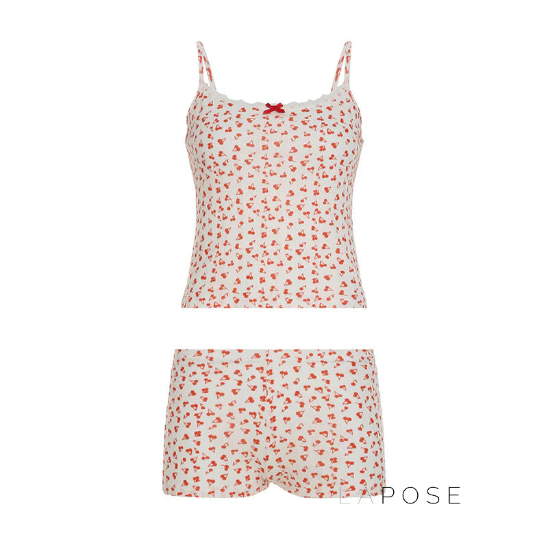 Jaycie Cherry Print Lounge Set