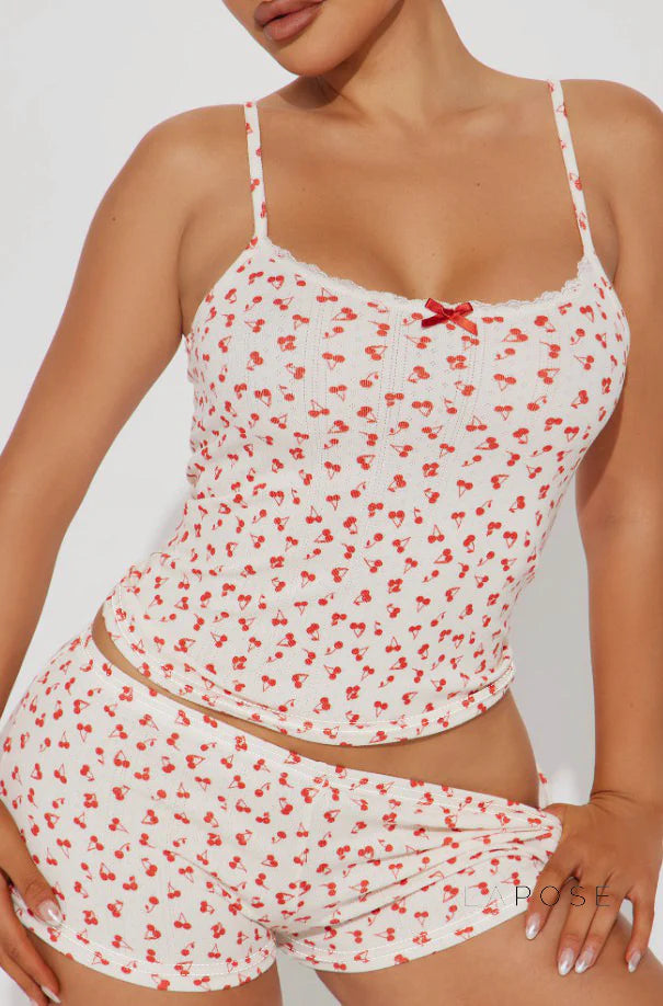 Jaycie Cherry Print Lounge Set