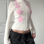 Jenesis Plaid Knit Cardigan
