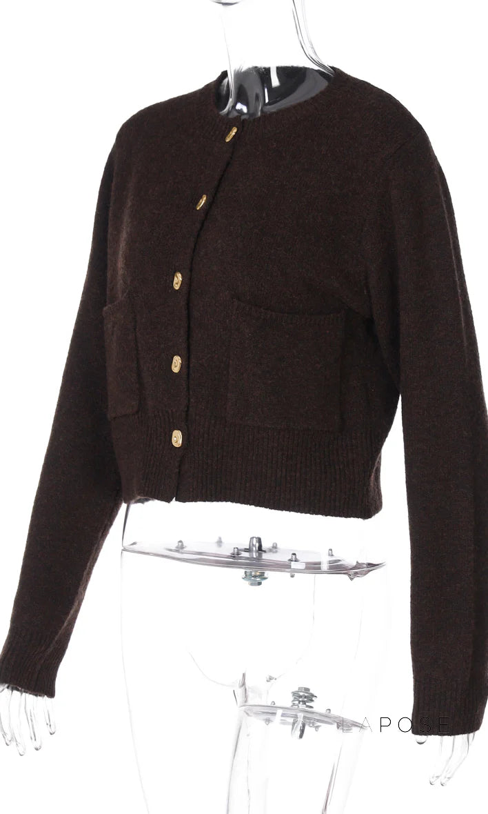 Jennah Coffee Knit Cardigan