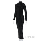 Joslynn High Neck Rhinestone Midi Dress