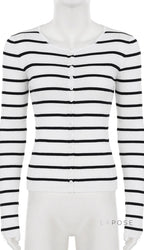Joyanna Striped Cropped Knit Cardigan
