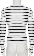 Joyanna Striped Cropped Knit Cardigan