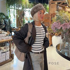 Joyanna Striped Cropped Knit Cardigan