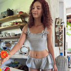 Kaeleigh Waffle Bows Shorts Set