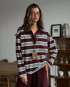 Kaelin Contrast Striped Knit Polo
