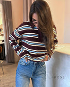 Kaelin Contrast Striped Knit Polo