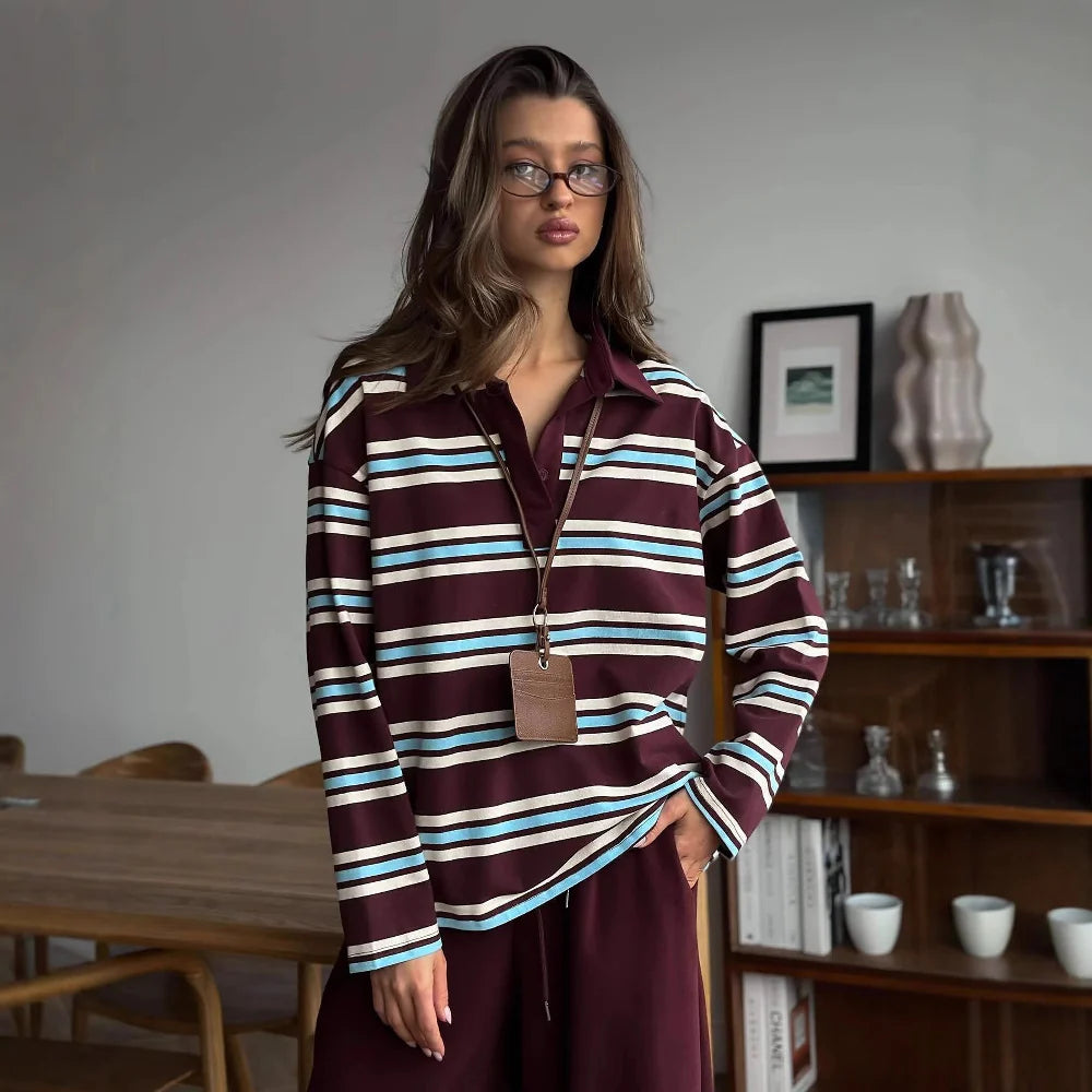 Kaelin Contrast Striped Knit Polo