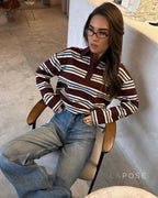 Kaelin Contrast Striped Knit Polo