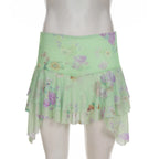 Kaelynn Floral Asymmetric Mini Skirt