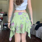 Kaelynn Floral Asymmetric Mini Skirt