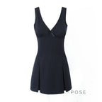 Kaliah Deep V-Neck Bow Mini Dress