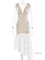 Kaliah Lace Ruched Asymmetric Dress