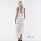 Kaliah Lace Ruched Asymmetric Dress