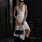 Kaliah Lace Ruched Asymmetric Dress