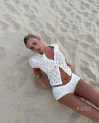 Kambry Crochet Button-Up Short Set