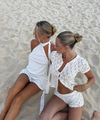 Kambry Crochet Button-Up Short Set