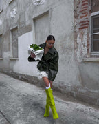 Kamia Green Faux Leather Biker Jacket