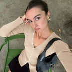 Karaline Ribbed Knit V-Neck Top