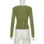 Karaline Ribbed Knit V-Neck Top
