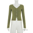 Karaline Ribbed Knit V-Neck Top