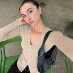 Karaline Ribbed Knit V-Neck Top
