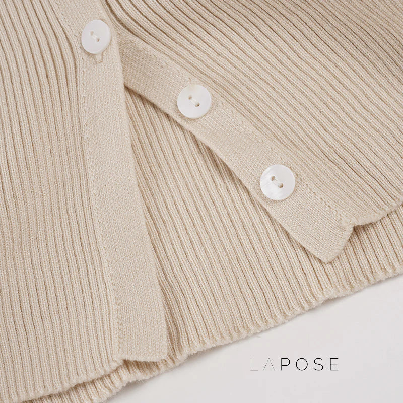 Karaline Ribbed Knit V-Neck Top