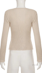 Karaline Ribbed Knit V-Neck Top