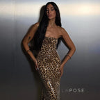 Karsen Leopard Print Tube Maxi Dress