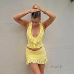 Katlyn Ruffled Halter Skirt Set