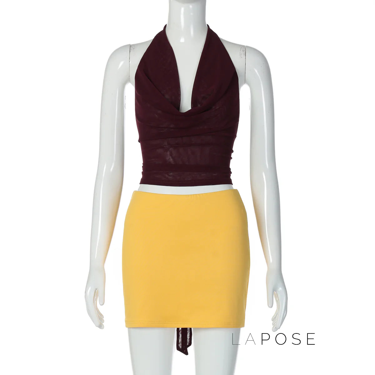 Kensi Halter Open Back Skirt Set
