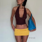 Kensi Halter Open Back Skirt Set