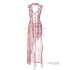 Khalia See-Through Floral Maxi Dress